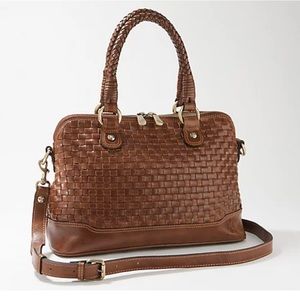 Patricia Nash Discovery Washed Woven Augusta Satchel Cognac MSRP$398